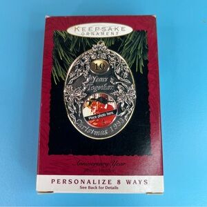 Hallmark Keepsake Ornament Anniversary Year Photo Holder Brass & Chrome 1993